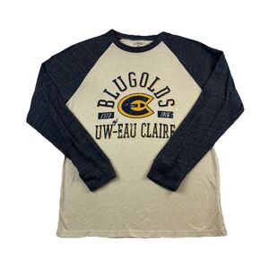 UW Eau Claire Bluegolds Long Sleeve Shirt Mens Large Raglan Colorblock